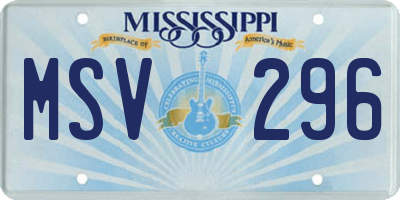 MS license plate MSV296