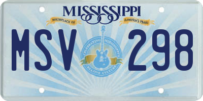 MS license plate MSV298