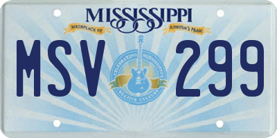 MS license plate MSV299