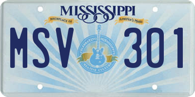MS license plate MSV301