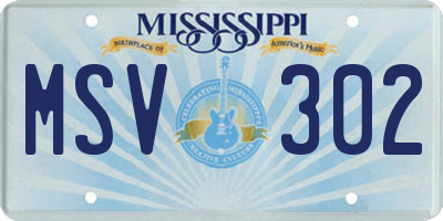 MS license plate MSV302
