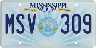 MS license plate MSV309