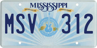 MS license plate MSV312