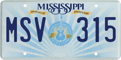 MS license plate MSV315