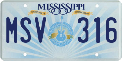 MS license plate MSV316