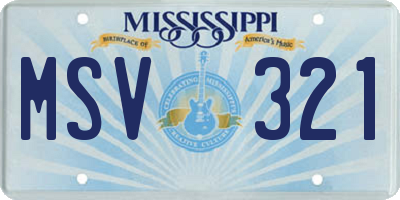 MS license plate MSV321