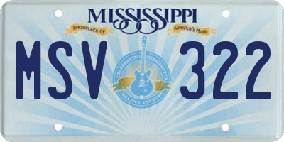 MS license plate MSV322