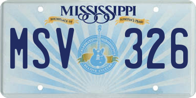 MS license plate MSV326