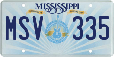 MS license plate MSV335