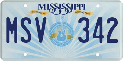 MS license plate MSV342