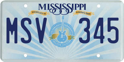 MS license plate MSV345