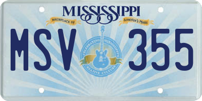 MS license plate MSV355