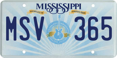 MS license plate MSV365