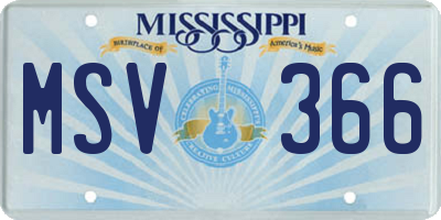 MS license plate MSV366