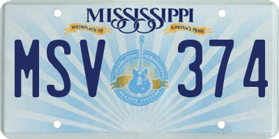 MS license plate MSV374