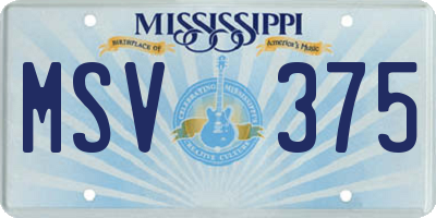 MS license plate MSV375