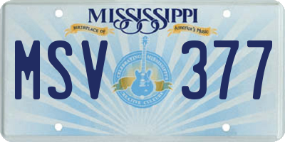 MS license plate MSV377