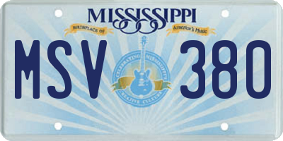 MS license plate MSV380
