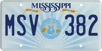 MS license plate MSV382