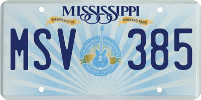 MS license plate MSV385