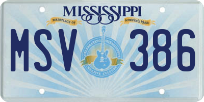 MS license plate MSV386