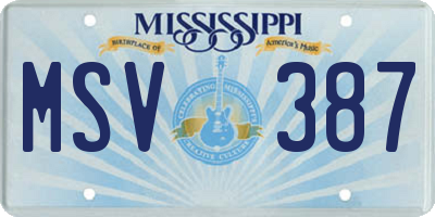 MS license plate MSV387