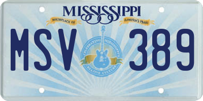 MS license plate MSV389