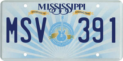 MS license plate MSV391
