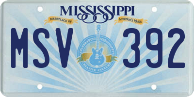 MS license plate MSV392