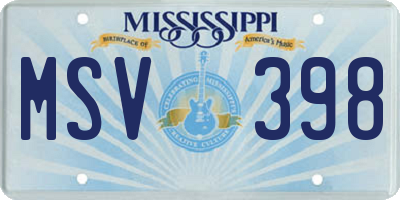 MS license plate MSV398
