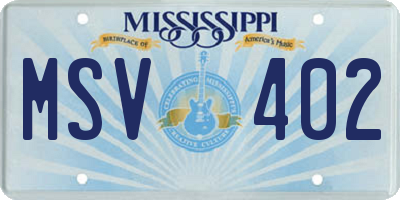 MS license plate MSV402
