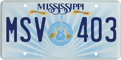 MS license plate MSV403