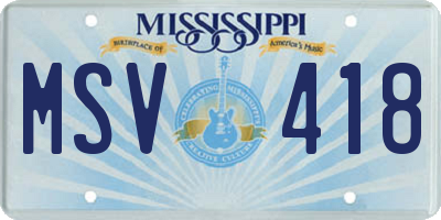 MS license plate MSV418