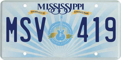 MS license plate MSV419