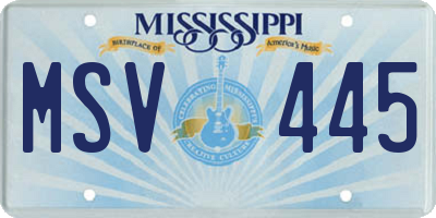 MS license plate MSV445