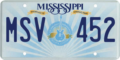 MS license plate MSV452