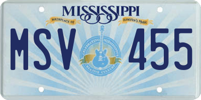 MS license plate MSV455