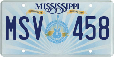 MS license plate MSV458