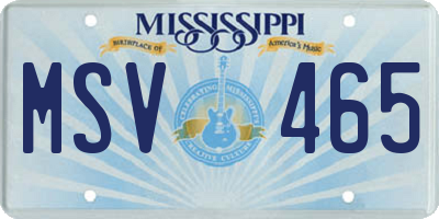 MS license plate MSV465