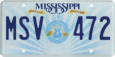MS license plate MSV472