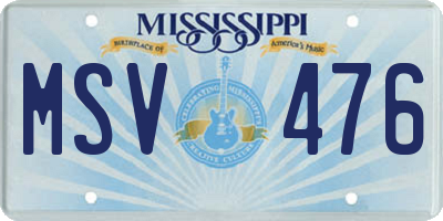 MS license plate MSV476