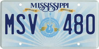 MS license plate MSV480