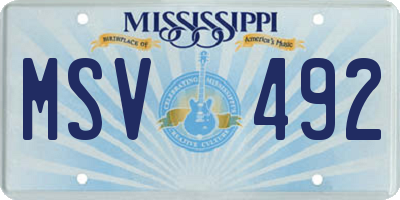 MS license plate MSV492