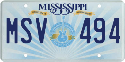 MS license plate MSV494
