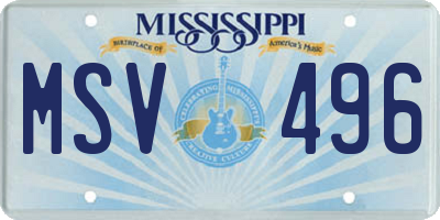 MS license plate MSV496