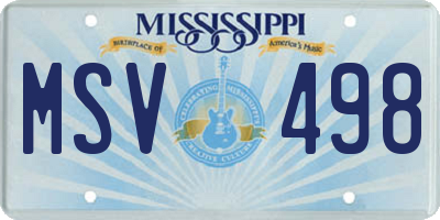 MS license plate MSV498