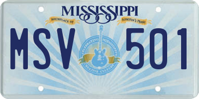MS license plate MSV501