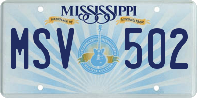 MS license plate MSV502