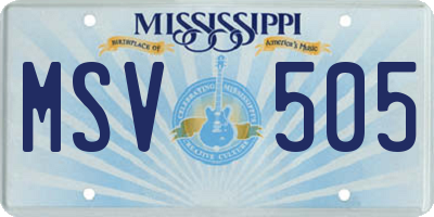 MS license plate MSV505