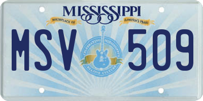 MS license plate MSV509